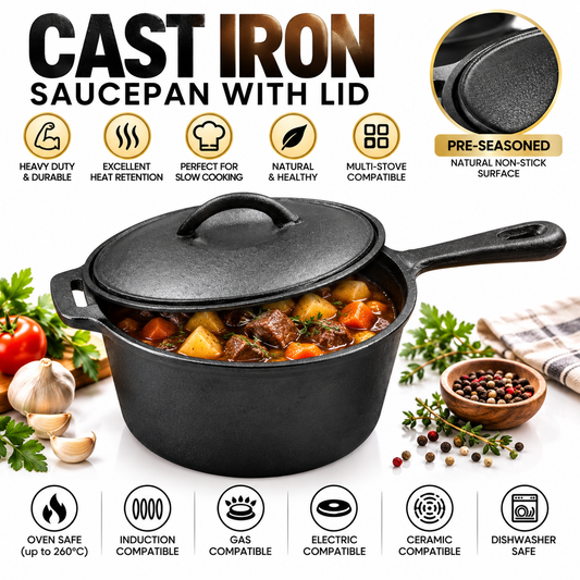 Cast Iron Dutch Oven & Soup Pot – Multi-Purpose Deep Fryer Cookware