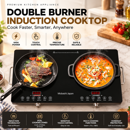 Infrared Cooker Mobashi Japan ME-IC124  – Dual Burner | Silver Finish