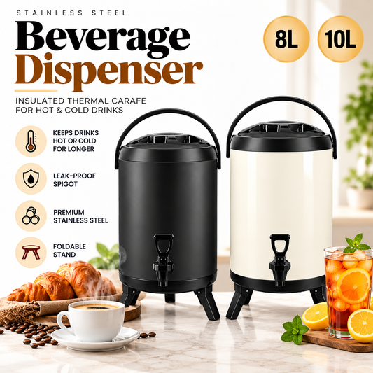 Coffee, Tea & Beverage Dispenser 8L & 10L – Stainless Steel