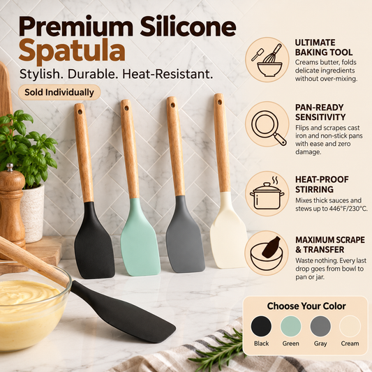 Silicone Spatula with Natural Wooden Handle – High Quality Kitchen Tool