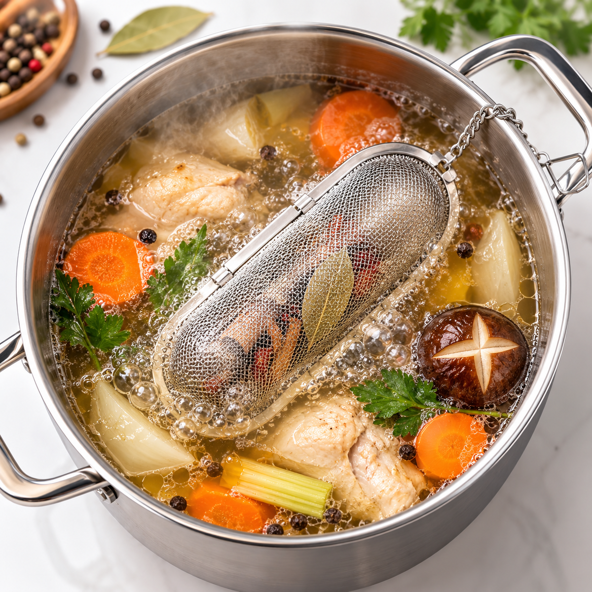 304 Stainless Steel Spice & Tea Infuser – Reusable Cooking Seasoning Filter Strainer