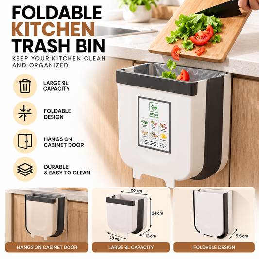 Trash Can – 11L Large Capacity Foldable & Wall-Mounted Kitchen Waste Basket