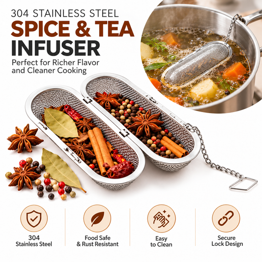 304 Stainless Steel Spice & Tea Infuser – Reusable Cooking Seasoning Filter Strainer
