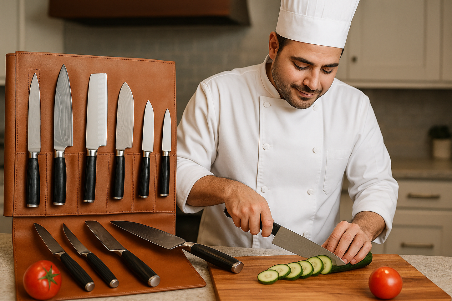 Professional 6-Piece Knife Set – High-Quality Carbon Steel with MOFUN PU Leather Knife Bag