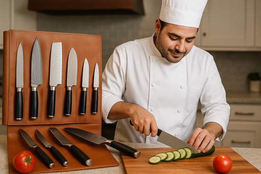 Professional 6-Piece Knife Set – High-Quality Carbon Steel with MOFUN PU Leather Knife Bag