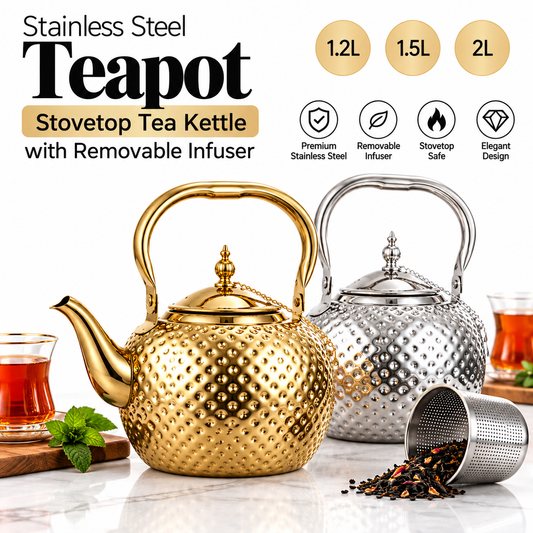Teapot- Stainless Steel Stovetop Tea Kettle with Removable Infuser  1.2L 1.5L 2L
