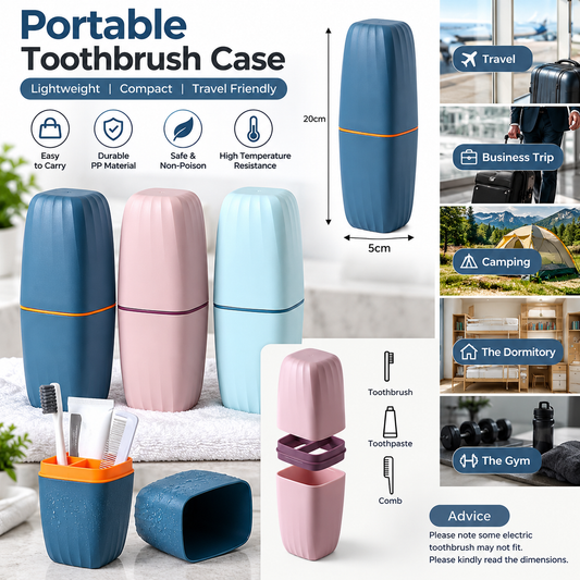 Travel Toothbrush Cup Case – Portable toothbrush & Toothpaste Holder with Cover